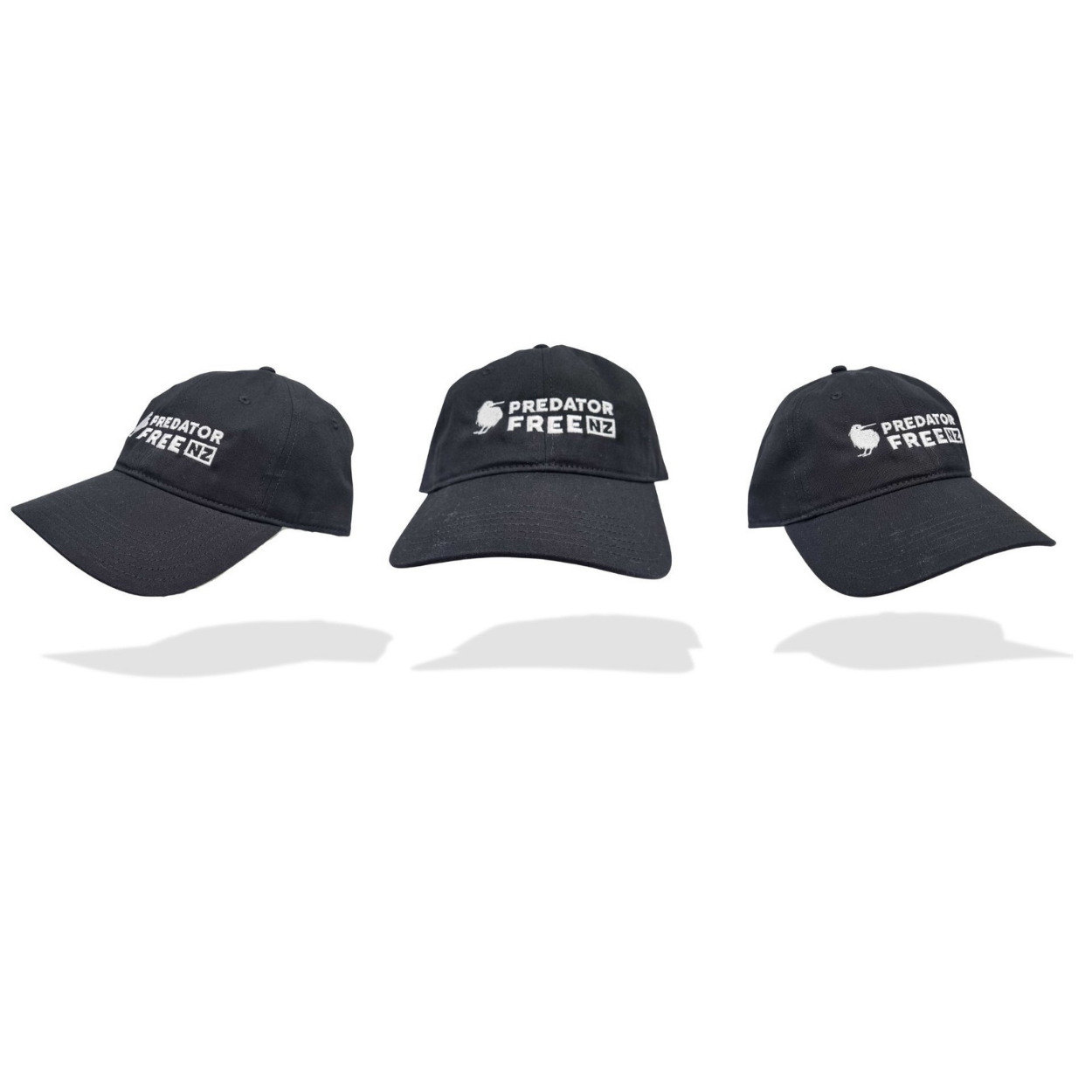 PFNZ Black Baseball cap. Three views.