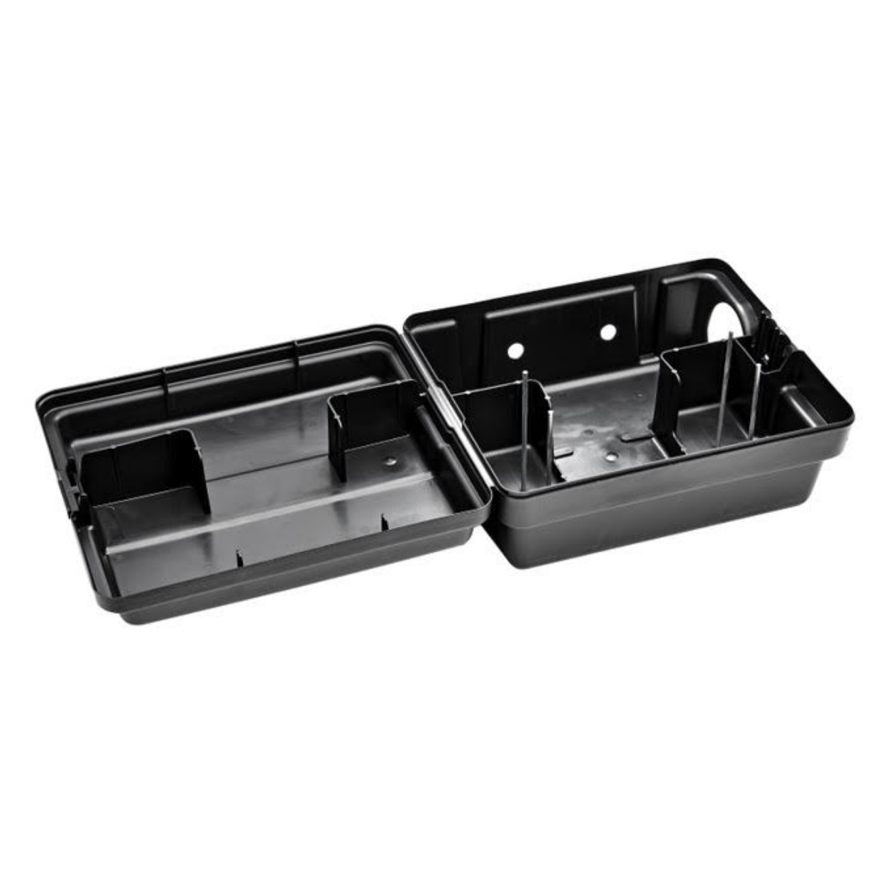 Tomcat Rodent Station open with bait pins in place